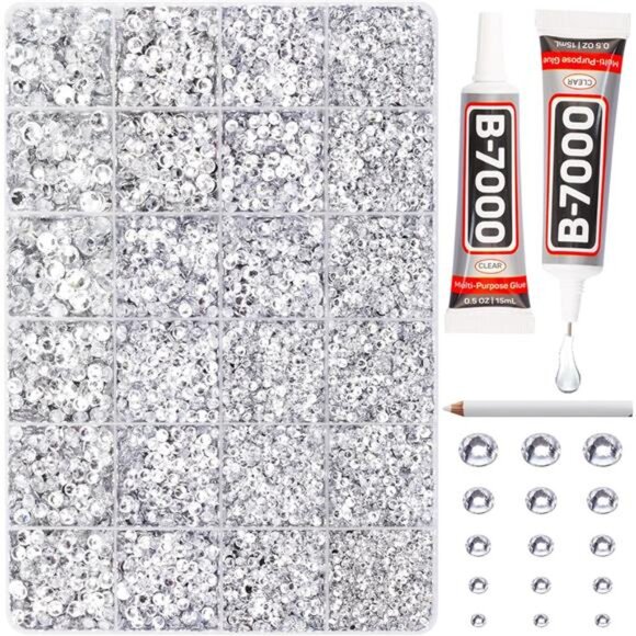 Clear Glue with 20100Pcs Silver Clear Flatback Rhinestones for Crafts - Picture 1 of 7